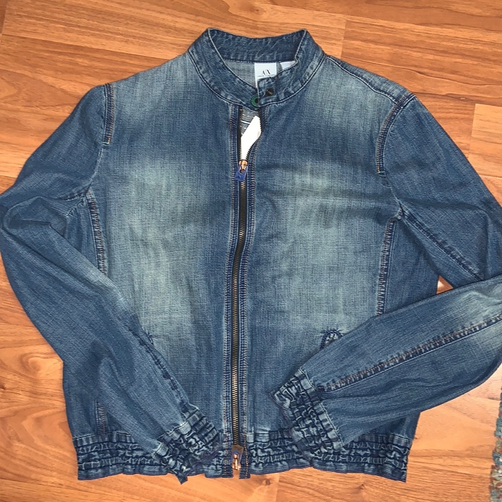 NWT Armani Exchange Denim Jacket with Back Design - Picture 2 of 10